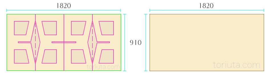 ロータイプのペケ台の図面（Aパターン）