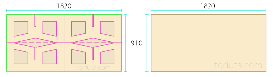 ロータイプのペケ台の図面（Bパターン）